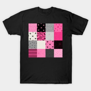 Skulls n Webs Patchwork in Hot Pink T-Shirt